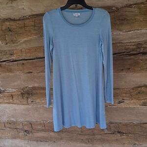 3/$12 Love,Fire Blue Striped Long Sleeved Rayon Spandex Nightgown Size Small